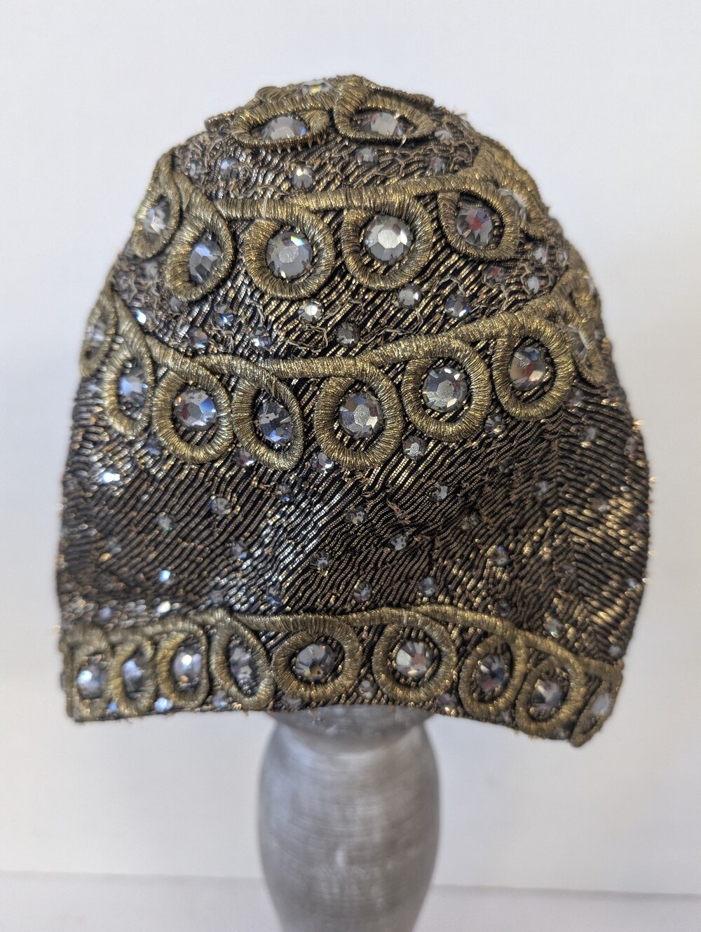 Vintage Adolfo Cloche Hat Incrusted With Rhinestone Sequin Hat - Picture 2 of 9